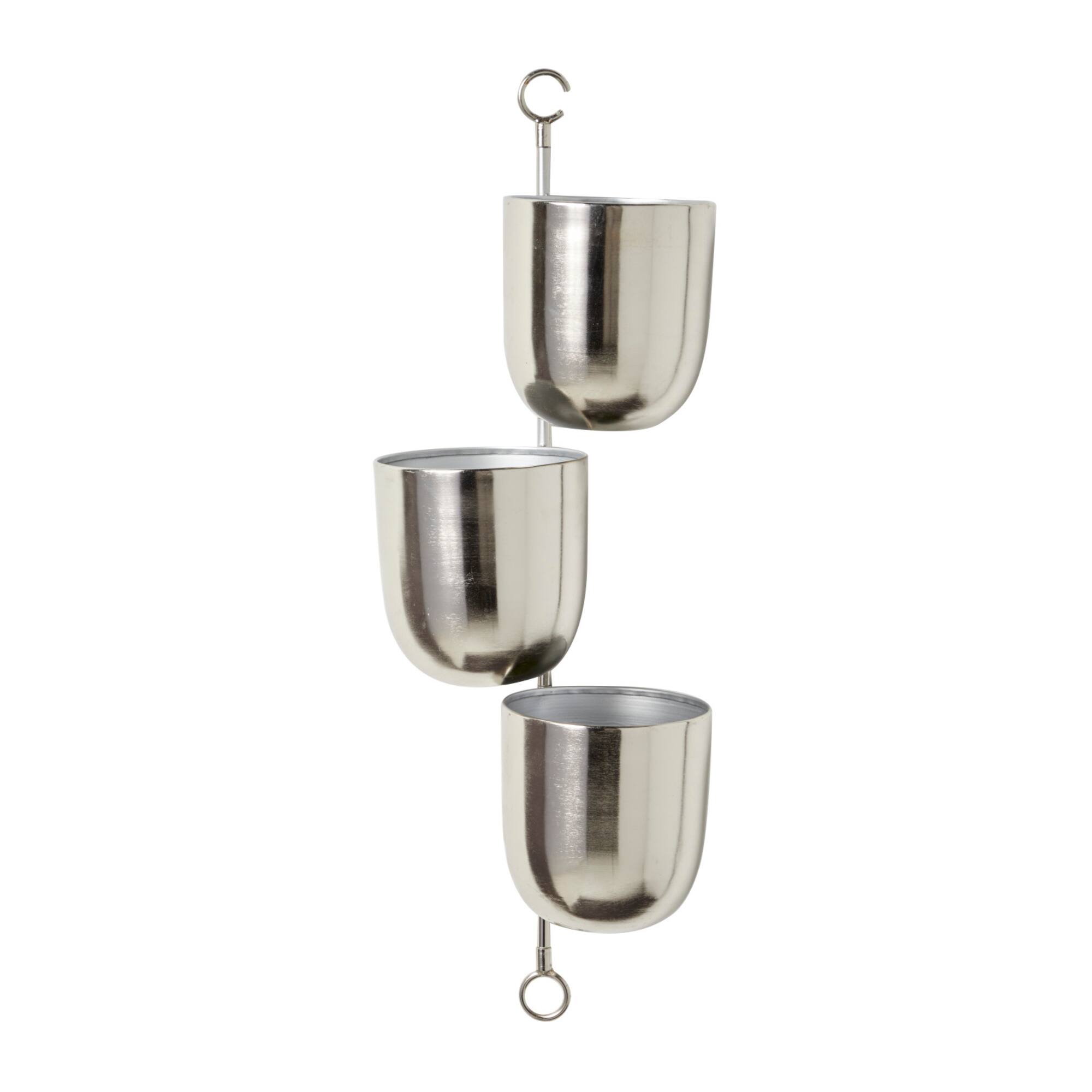 25" Silver Metal Contemporary Wall Planter